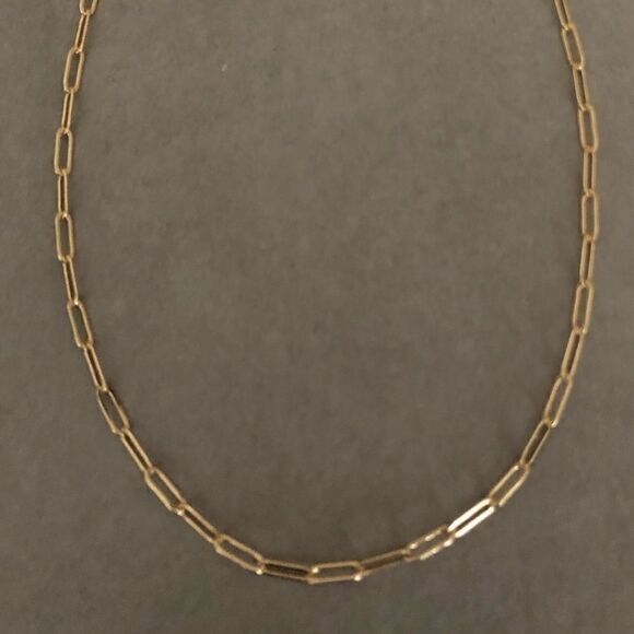 #40 14k Gold Rectangle Link Chain Necklace - Picture 6 of 13